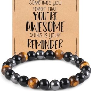 Tiger Eye and Black Beaded Bracelet with Gift Box